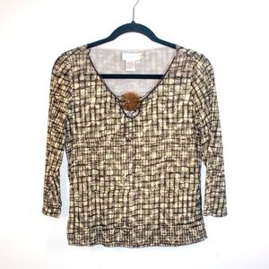 VINTAGE BOHO ABSTRACT MESH TOP W/ BUILT-IN NECKLACE